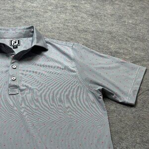 FootJoy Golf Polo Shirt Men M Gray Diamond Print Athletic Performance Stretch
